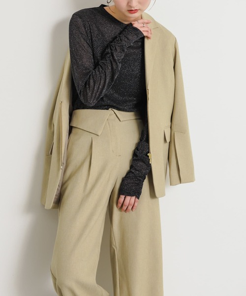 SENSE OF PLACE by URBAN RESEARCH（センスオブプレイスバイアーバンリサーチ）の「ラメリブロングTシャツ（Tシャツ/カットソー・レディース・ピンク/ブラック/オフホワイト・ONE）」の13枚目の写真