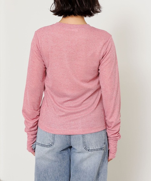 SENSE OF PLACE by URBAN RESEARCH（センスオブプレイスバイアーバンリサーチ）の「ラメリブロングTシャツ（Tシャツ/カットソー・レディース・ピンク/ブラック/オフホワイト・ONE）」の21枚目の写真