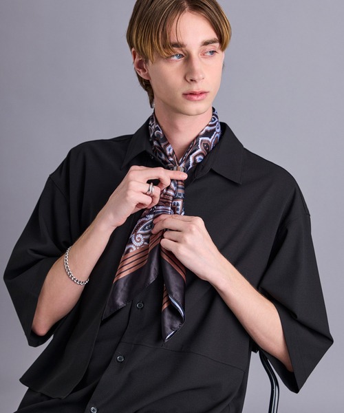 JUNRED（ジュンレッド）の「【 追加生産 】リング付きペイズリースカーフ（バンダナ/スカーフ・メンズ・グリーン/ブラック・FREE）」の9枚目の写真