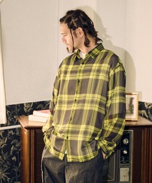 ADAMPATEK/sheer check looose shirt/シアーチェックルーズシャツ
