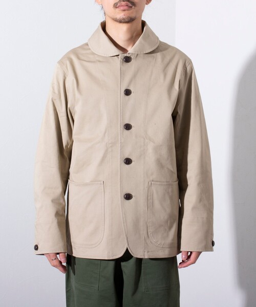 GLOSTER（グロスター）の「【GLOSTER/グロスター】スタンドフードブルゾン クルミ釦 丸襟 2WAY（ブルゾン・メンズ・ネイビー/ミント/ベージュ・S/L/M）」の17枚目の写真