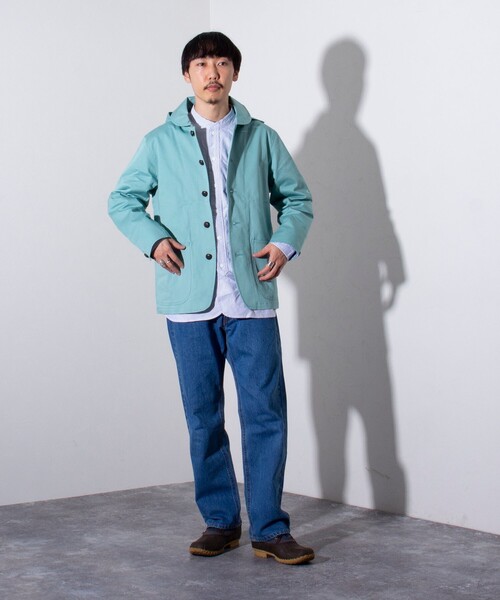 GLOSTER（グロスター）の「【GLOSTER/グロスター】スタンドフードブルゾン クルミ釦 丸襟 2WAY（ブルゾン・メンズ・ネイビー/ミント/ベージュ・S/L/M）」の22枚目の写真