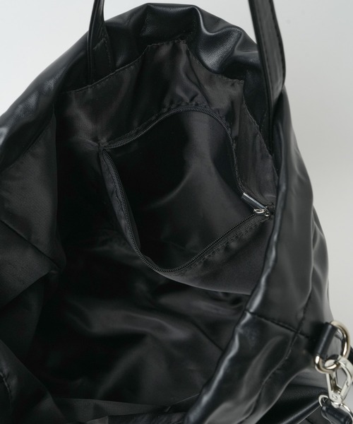 WEGO（ウィゴー）の「WEGO/レザータッチ2WAY巾着ショルダー（ショルダーバッグ・レディース・シルバー/ブラック・FREE）」の12枚目の写真