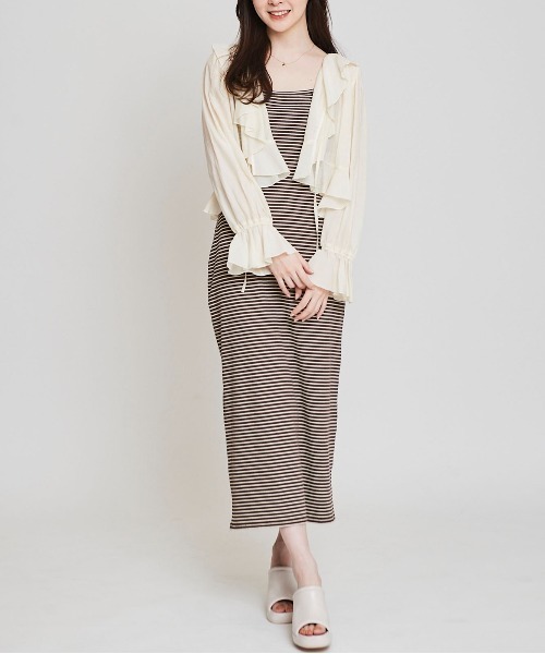 31 Sons de mode(トランテアン ソン ドゥ モード)の「フリルカーディガン(カーディガン/ボレロ・レディース・オフホワイト/ブラック/サックスブルー・36)」の19枚目の写真