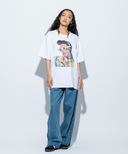 re_k by JUNRED(レクバイジュンレッド)の「【 JIMMY'Zコラボ 】re_k by JUNRED / Ladie on the cover Tee(Tシャツ/カットソー・メンズ・ホワイト/チャコールグレー/サックスブルー・L/M/S)」の19枚目の写真