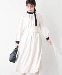 natural couture | 金釦アシメネックボータイワンピース(ワンピース)