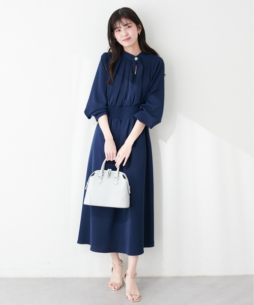 natural couture(ナチュラルクチュール)の「金釦アシメネックボータイワンピース(ワンピース・レディース・ネイビー/アイボリー/その他1/その他2/グレイッシュベージュ・FREE)」の17枚目の写真