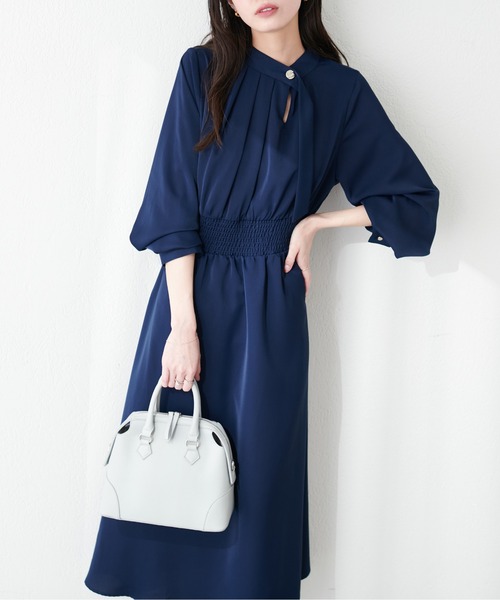 natural couture(ナチュラルクチュール)の「金釦アシメネックボータイワンピース(ワンピース・レディース・ネイビー/アイボリー/その他1/その他2/グレイッシュベージュ・FREE)」の19枚目の写真