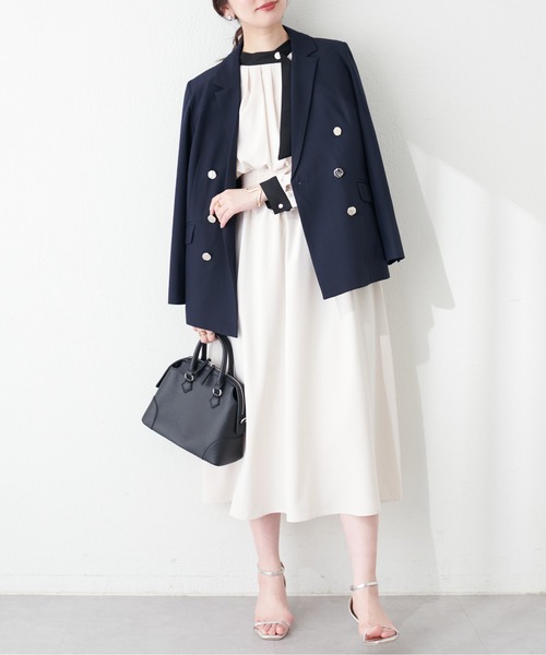 natural couture(ナチュラルクチュール)の「金釦アシメネックボータイワンピース(ワンピース・レディース・ネイビー/アイボリー/その他1/その他2/グレイッシュベージュ・FREE)」の9枚目の写真