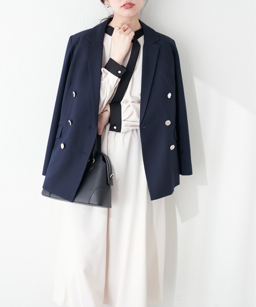 natural couture(ナチュラルクチュール)の「金釦アシメネックボータイワンピース(ワンピース・レディース・ネイビー/アイボリー/その他1/その他2/グレイッシュベージュ・FREE)」の10枚目の写真