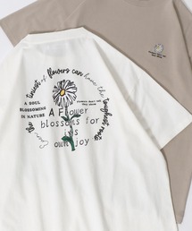 SITRY Street Style Back Print T-shirt/別注 オーバーサイズ ビリヤード ダイス ハート フラワー バックプリント ワンポイント刺繍 半袖Ｔシャツ レディース メンズ