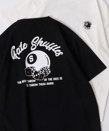 SITRY Street Style Back Print T-shirt/別注 オーバーサイズ ビリヤード ダイス ハート フラワー バックプリント ワンポイント刺繍 半袖Tシャツ レディース メンズ