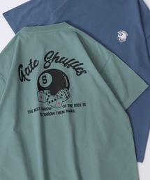SITRY Street Style Back Print T-shirt/別注 オーバーサイズ ビリヤード ダイス ハート フラワー バックプリント ワンポイント刺繍 半袖Tシャツ レディース メンズ