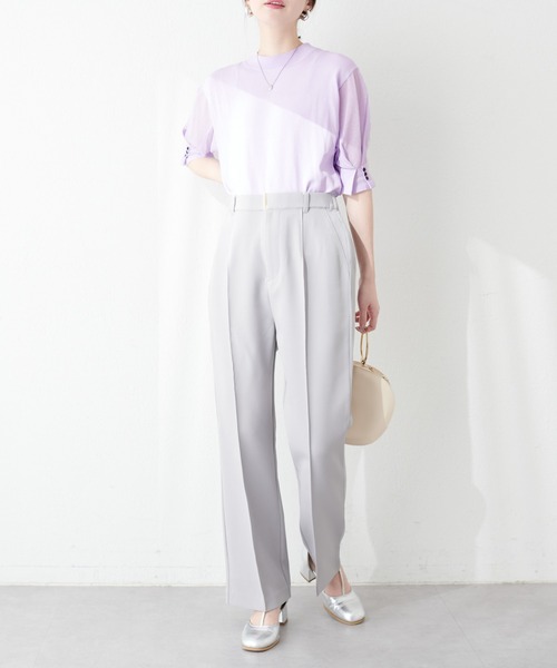 natural couture(ナチュラルクチュール)の「【WEB限定】袖シアー強撚ニット(ニット/セーター・レディース・ラベンダー/オフホワイト/グレイッシュベージュ/サックスブルー/ブラック/グリーン・FREE)」の10枚目の写真