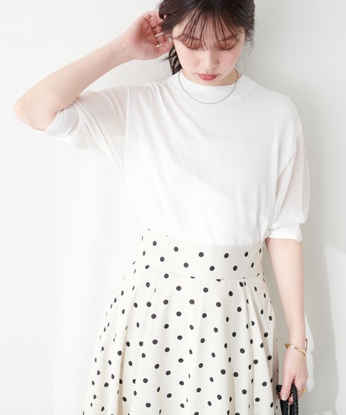 natural couture(ナチュラルクチュール)の「【WEB限定】袖シアー強撚ニット(ニット/セーター・レディース・ラベンダー/オフホワイト/グレイッシュベージュ/サックスブルー/ブラック/グリーン・FREE)」の18枚目の写真