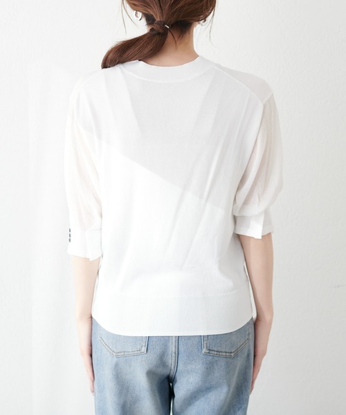 natural couture(ナチュラルクチュール)の「【WEB限定】袖シアー強撚ニット(ニット/セーター・レディース・ラベンダー/オフホワイト/グレイッシュベージュ/サックスブルー/ブラック/グリーン・FREE)」の13枚目の写真