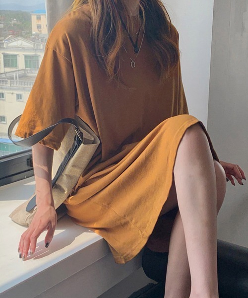 Miniministore(ミニミニストア)の「ゆったり Tシャツワンピース レディース半袖半袖半袖(ワンピース・レディース・ブラウン系/ブラック/ホワイト/ブラウン・FREE)」の5枚目の写真