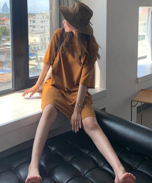 Miniministore(ミニミニストア)の「ゆったり Tシャツワンピース レディース半袖半袖半袖(ワンピース・レディース・ブラウン系/ブラック/ホワイト/ブラウン・FREE)」の8枚目の写真
