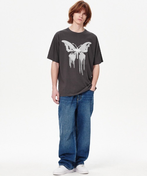 mahagrid■BUTTERFLY GOTH TEE■送料込 mahagrid/マハグリッド』 BUTTERFLY GOTH TEE/蝶 Tシャツ
