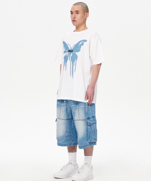 【mahagrid】24SS★ BUTTERFLY GOTH TEE BUTTERFLY GOTH TEE[CHARCOAL] - MAHAGRID