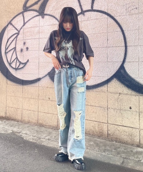mahagrid/マハグリッド』 BUTTERFLY GOTH TEE/蝶 Tシャツ（T