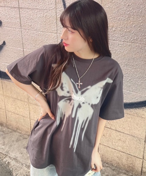 mahagrid/マハグリッド』 BUTTERFLY GOTH TEE/蝶 Tシャツ mahagrid│A