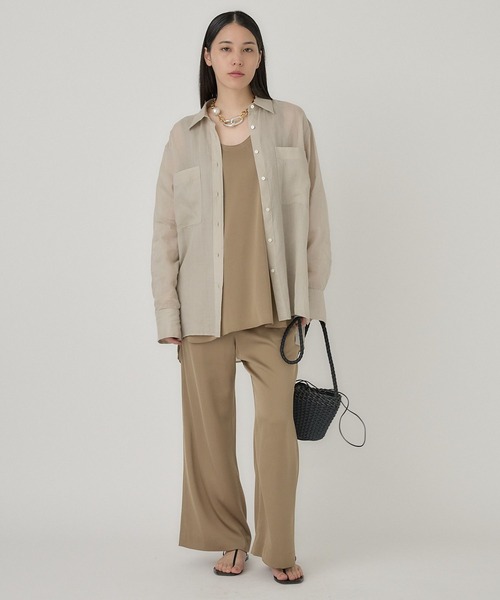 Chaos(カオス)の「Chaos(カオス)/ミリィ-ラミーシャツ(シャツ/ブラウス・レディース・ネイビー/ベージュ・FREE)」の1枚目の写真