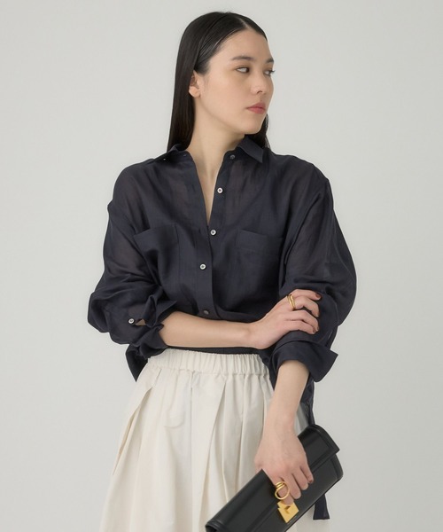 Chaos(カオス)の「Chaos(カオス)/ミリィ-ラミーシャツ(シャツ/ブラウス・レディース・ネイビー/ベージュ・FREE)」の20枚目の写真