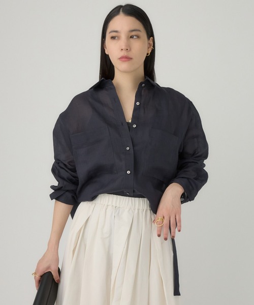 Chaos(カオス)の「Chaos(カオス)/ミリィ-ラミーシャツ(シャツ/ブラウス・レディース・ネイビー/ベージュ・FREE)」の21枚目の写真