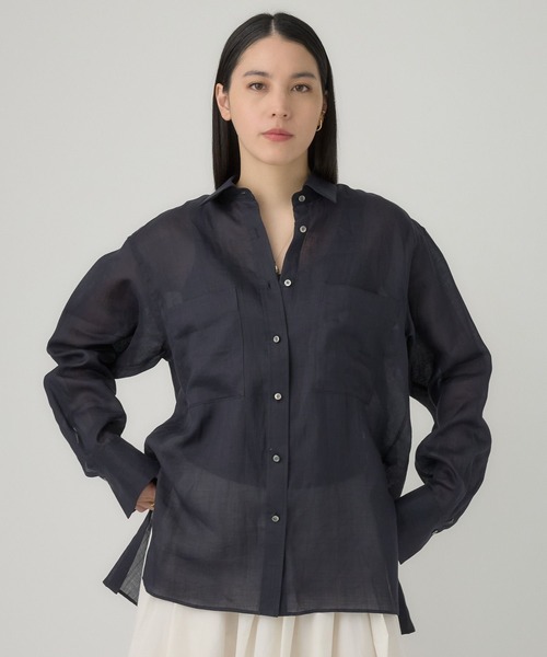 Chaos(カオス)の「Chaos(カオス)/ミリィ-ラミーシャツ(シャツ/ブラウス・レディース・ネイビー/ベージュ・FREE)」の18枚目の写真