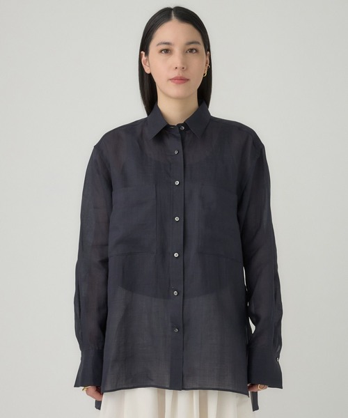 Chaos(カオス)の「Chaos(カオス)/ミリィ-ラミーシャツ(シャツ/ブラウス・レディース・ネイビー/ベージュ・FREE)」の11枚目の写真