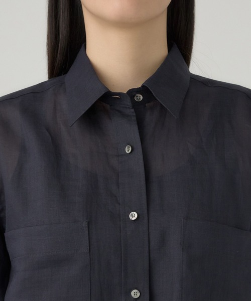 Chaos(カオス)の「Chaos(カオス)/ミリィ-ラミーシャツ(シャツ/ブラウス・レディース・ネイビー/ベージュ・FREE)」の7枚目の写真