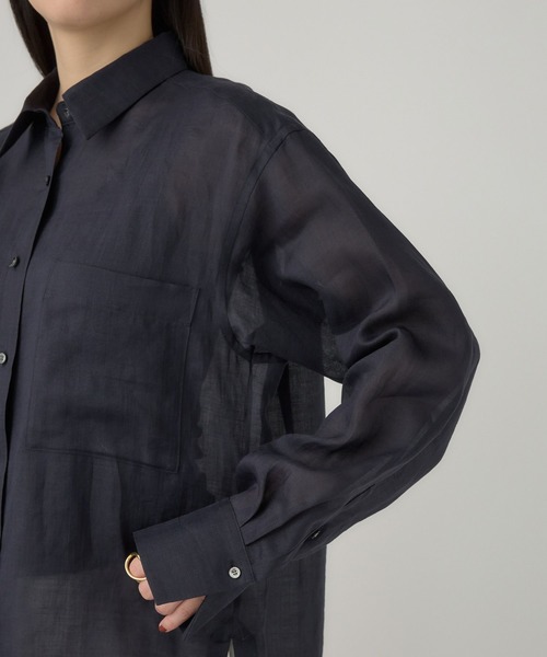 Chaos(カオス)の「Chaos(カオス)/ミリィ-ラミーシャツ(シャツ/ブラウス・レディース・ネイビー/ベージュ・FREE)」の6枚目の写真