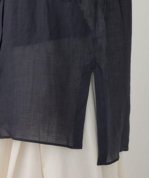 Chaos(カオス)の「Chaos(カオス)/ミリィ-ラミーシャツ(シャツ/ブラウス・レディース・ネイビー/ベージュ・FREE)」の5枚目の写真