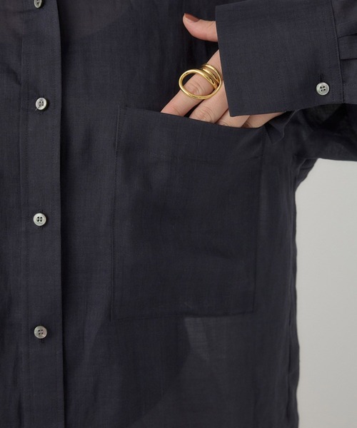 Chaos(カオス)の「Chaos(カオス)/ミリィ-ラミーシャツ(シャツ/ブラウス・レディース・ネイビー/ベージュ・FREE)」の4枚目の写真