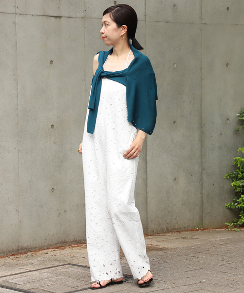 セール】コットン刺繍オールインワン（つなぎ/オールインワン