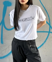 【LVEU.】Y2KロゴTシャツ / トップス カットソー Tシャツ 半袖 クロップド ショート コンパクト プリント Y2K ホワイト ブラック