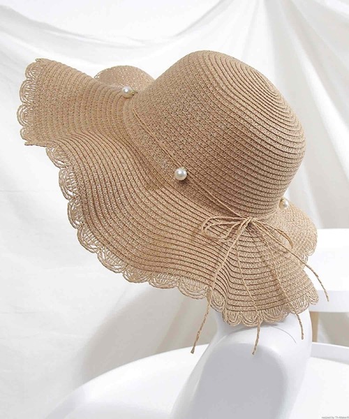 TONE SELECT GOODS(トーンセレクトグッズ)の「pur chouchou/パール リボン 麦わら帽子 P4211(ハット・レディース・ブラウン/ベージュ・FREE)」の4枚目の写真