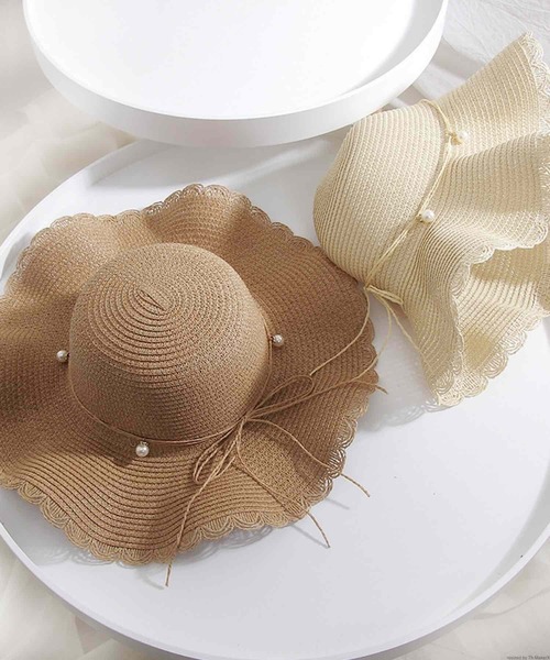 TONE SELECT GOODS(トーンセレクトグッズ)の「pur chouchou/パール リボン 麦わら帽子 P4211(ハット・レディース・ブラウン/ベージュ・FREE)」の5枚目の写真