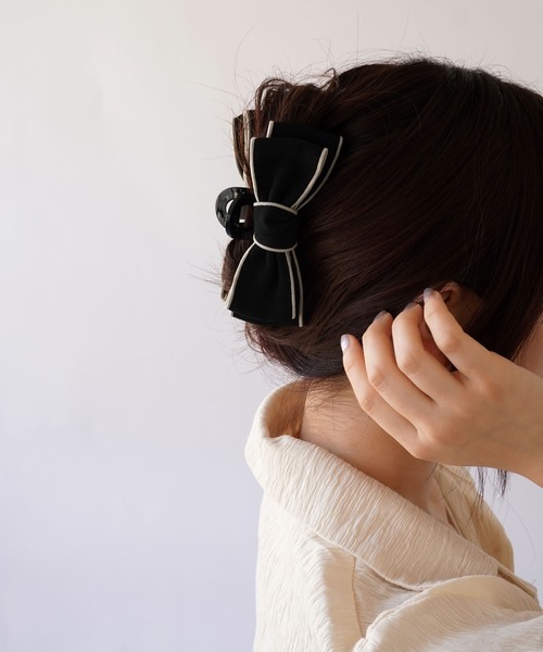 ammy. / エイミードット 】 バイカラー リボン ヘアクリップ（バレッタ