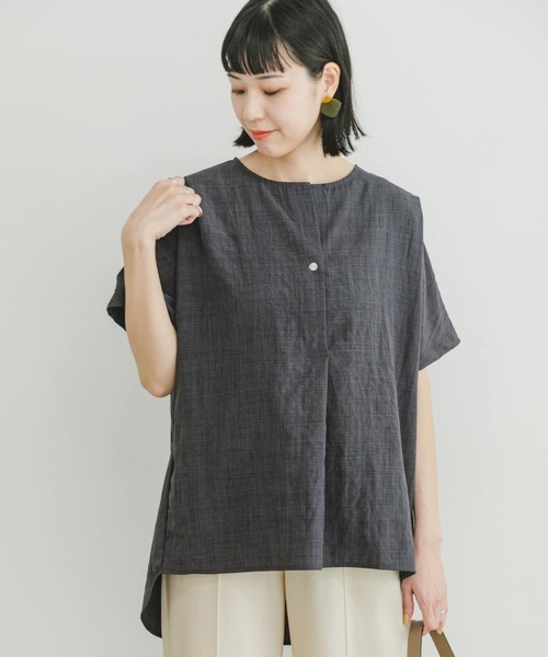 ITEMS URBANRESEARCH(アイテムズ アーバンリサーチ)の「リネンライクハンソデプルオーバー(シャツ/ブラウス・レディース・チャコールグレー/ベージュ/カーキ・FREE)」の10枚目の写真