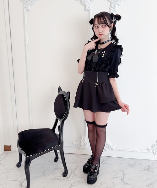 MA*RS(アメーバーマーズ)の「二段フリルクロスZIPスカパン(スカート・レディース・ブラック・FREE)」の13枚目の写真