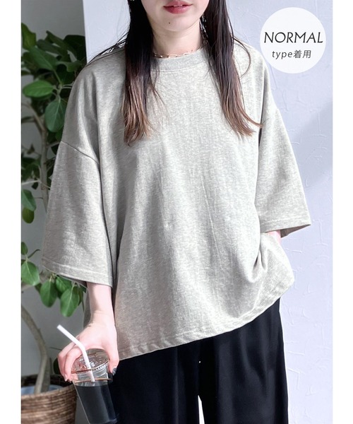 reca(レカ)の「【着丈が選べる!】大人ルーズなベーシックTシャツ(Tシャツ/カットソー・レディース・ブラック/グレー/オートミール/ミント/イエロー/ホワイト系その他・FREE)」の4枚目の写真