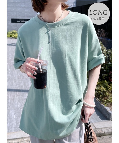 reca(レカ)の「【着丈が選べる!】大人ルーズなベーシックTシャツ(Tシャツ/カットソー・レディース・ブラック/グレー/オートミール/ミント/イエロー/ホワイト系その他・FREE)」の2枚目の写真