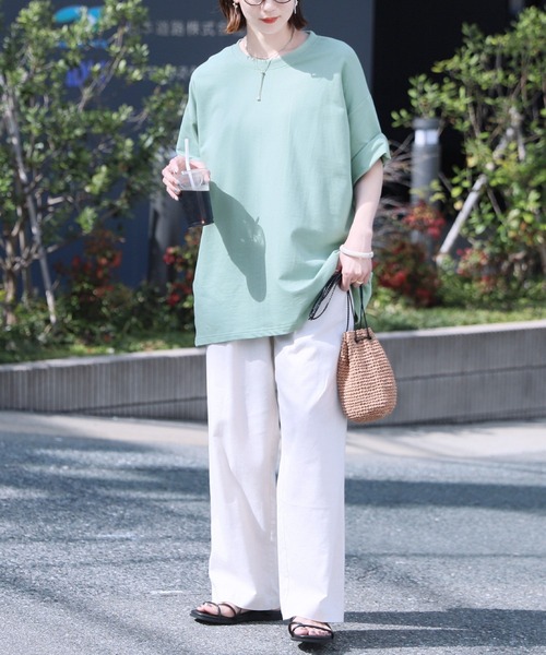 reca(レカ)の「【着丈が選べる!】大人ルーズなベーシックTシャツ(Tシャツ/カットソー・レディース・ブラック/グレー/オートミール/ミント/イエロー/ホワイト系その他・FREE)」の9枚目の写真