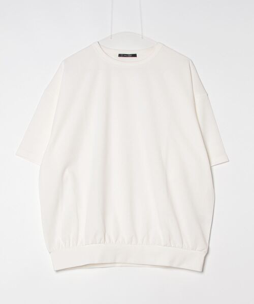 Bling Leads（ブリングリーズ）の「『Bling Leads』梨地　オーバーサイズクルーネックTシャツ（Tシャツ/カットソー・レディース・チャコールグレー/グレイッシュベージュ/オフホワイト・LARGE/MEDIUM）」の9枚目の写真