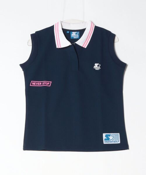 ポロシャツ ポロ PURPLE LABEL / ノースリーブ サッカーポロシャツ レディース セール】【STARTER GOLF】スターターゴルフ STARTERロゴ刺繍