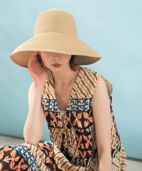 URBAN RESEARCH ROSSO WOMEN（アーバンリサーチ　ロッソ）の「PAPER WIDE BLIM HAT（ハット・レディース・ベージュ/ブラック・FREE）」の2枚目の写真