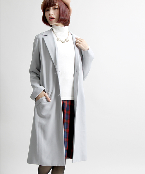 WEGO（ウィゴー）の「WEGO/ロングチェスタージャケット（チェスターコート・レディース・キャメル/ライトグレー/ブラック・FREE）」の4枚目の写真