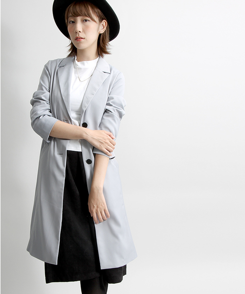 WEGO（ウィゴー）の「WEGO/ロングチェスタージャケット（チェスターコート・レディース・キャメル/ライトグレー/ブラック・FREE）」の18枚目の写真